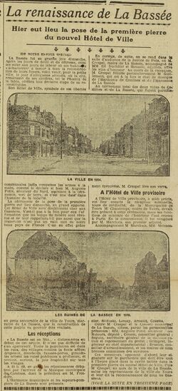 La renaissance de La Bassée (Le Grand écho du Nord de la France 12 août 1924, page 3)