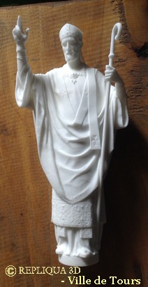 Copie en réduction de la statue de Saint Martin de Tours obtenue par numérisation 3D sur site et impression 3D - Repliqua3D, sculpteur, modélisation, scan 3D haute résolution, art et nouvelles technologies