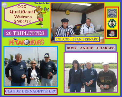 CHAMPIONNAT SECTEUR TRIPLETTE VETERANS 2013.