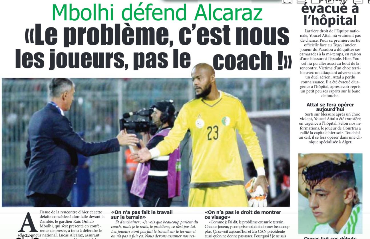 Mardi 5.9.2017 Elm.CM retour à Constantine EN-Zambie 0-1