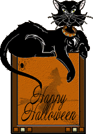 Happy Halloween - Chat noir - Araignée - Gif animé - Le Monde des Gifs