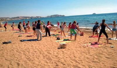 city street camp beach training in the sea