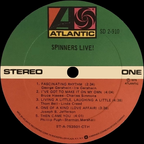 The Spinners : Album " Live ! " Atlantic Records SD 2-910 [ US ]