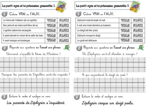 Le petit ogre et la princesse grenouille exercices 