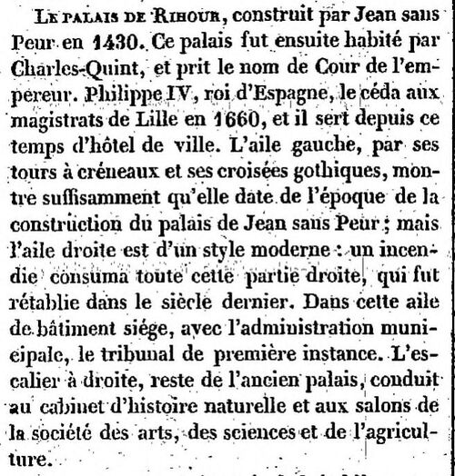 Lille, Palais de Rihour (Dictionnaire géographique, historique, industriel et commercial de toutes les communes de la France, 1845)(gallica)
