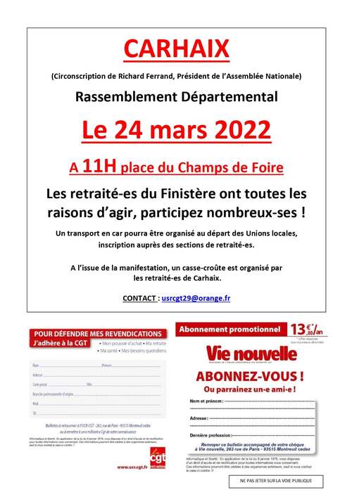 Le 24 mars 20222 : rassemblement des retaité-es à Carhaix ! ( Fb.com - 18/03/22 )