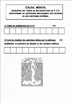 Evaluation calcul mental 1