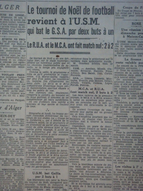 24.12.1939 usm-mca 2-1 et lundi 25.12.39 mca-rua 2-2