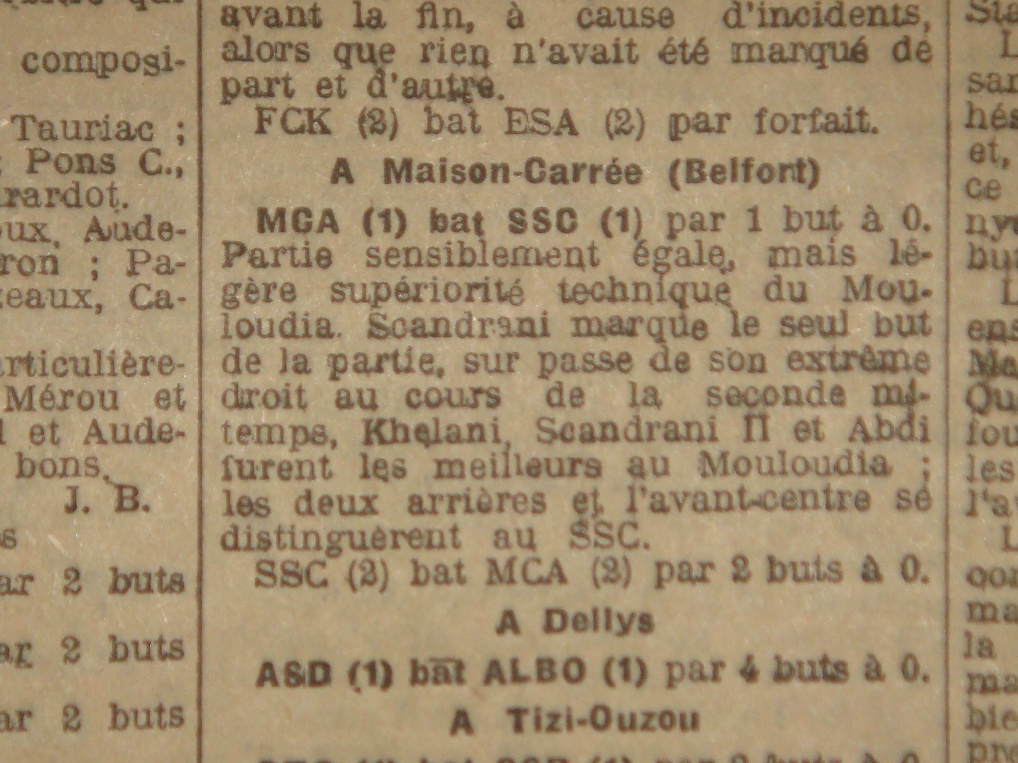 Dimanche 20.1.1929 à maison carrée MCA-Société St Charles 1-0