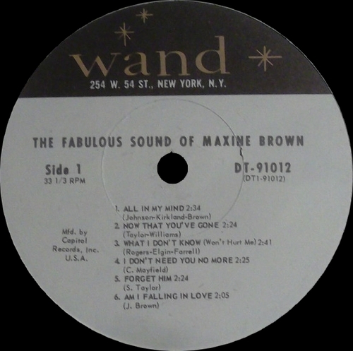 Maxine Brown : Album " The Fabulous Sound Of Maxine Brown " Wand Records WDM 656 [ US ]