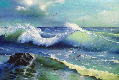Dessin et peinture - vidéo 2239 : Peindre des vagues dans un océan déchainé - peinture à l'huile.