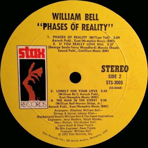 William Bell : Album " Phases Of Reality " Stax Records STS 3005 [ US ]
