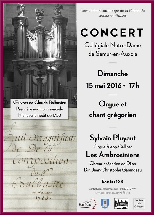 Un splendide concert sera donné à la Collégiale de Semur en Auxois...