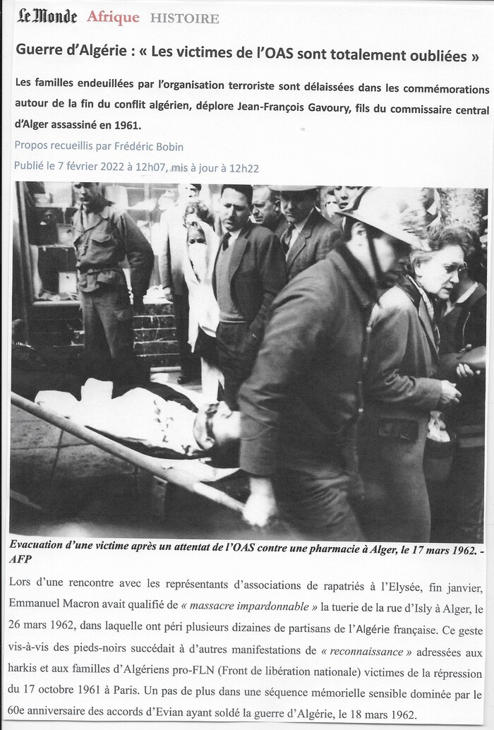 ANPROMEVO « Le quotidien Le  Monde  à l’écoute des victimes de l’OAS