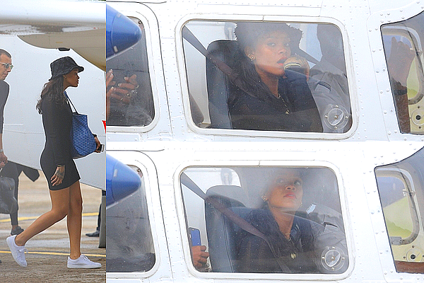 04.01.2015 : Rihanna a été aperçue à l'aéroport de St-Bart.