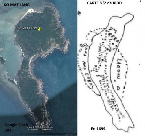 île au trésor de la carte N°2 de KIDD est KO  MAT LANG.(Photo Google Earth) (Albert Fagioli)