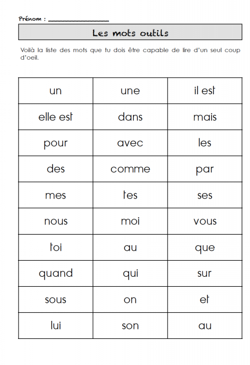 Lecture des mots outils