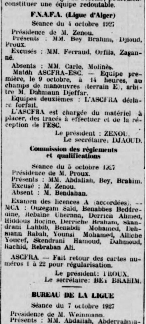 MCA 1927-1928 qualifications des joueurs Mouloudéens