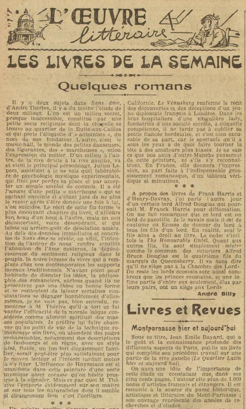 André Thérive, Sans âme (L'Œuvre, 31 janvier 1928)