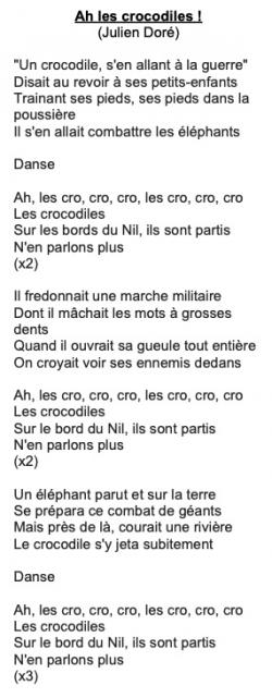 Paroles "Ah les crocodiles"