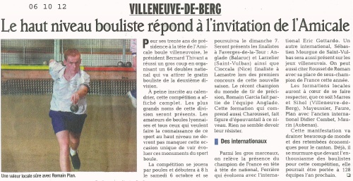BELLE REUSSITE POUR LE 1er National 64 D de l'Amicale Boule