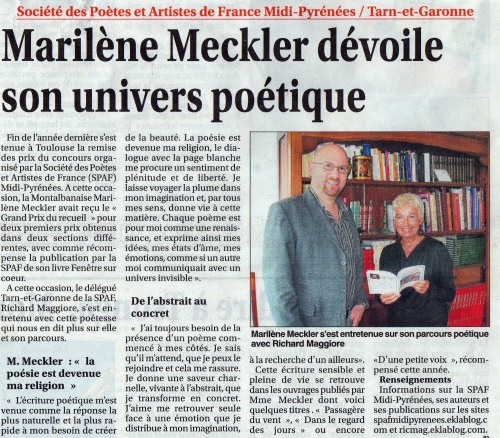 NOUVEAUX ARTICLES SUR NOS MEMBRES