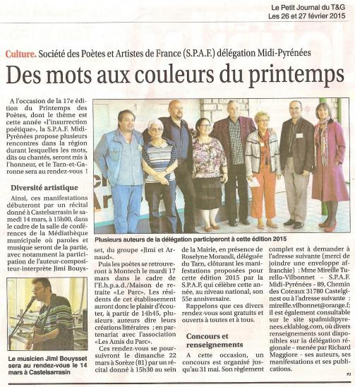 Revue de presse: janvier/février 2015