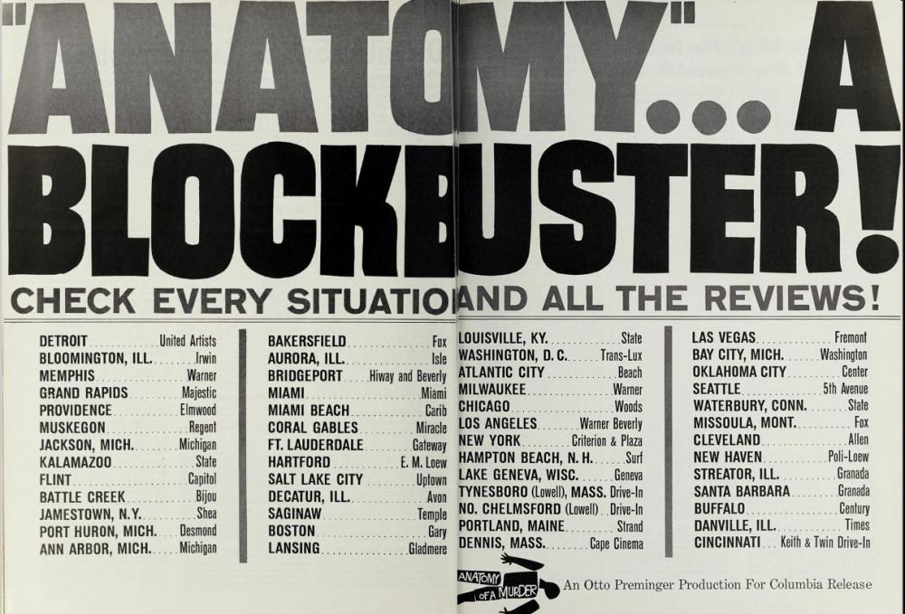 ANATOMY OF A MURDER BOX OFFICE USA 1959