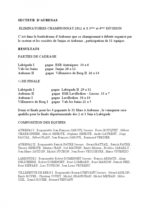 CONCOURS AS DU 22 JANVIER 2012