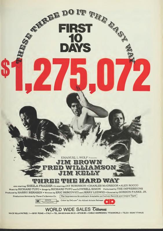 THREE THE HARD WAY BOX OFFICE USA 1974
