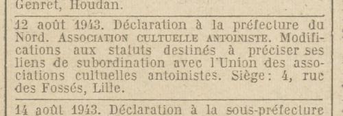 Lille (Journal officiel de la République française. Lois et décrets 10 sept 1943)