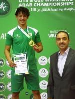 Championnat Arabe  en U20 Lutte Libre en (70 Kgs) Benhamadi Abderahmane MCA 1er
