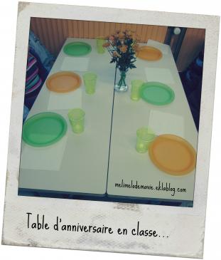 Une classe propice au travail, table anniversaire