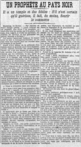 Un prophète au pays noir (Le Matin 15 février 1909)