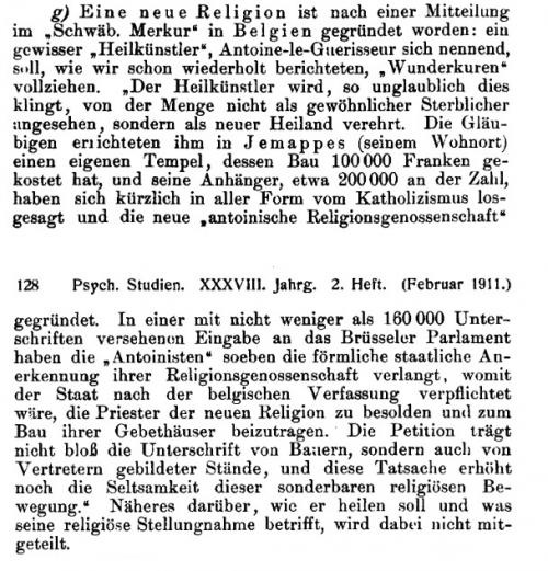Kurze Notizen - Eine neue Religion (Psychische Studien, v38, Februar 1911)