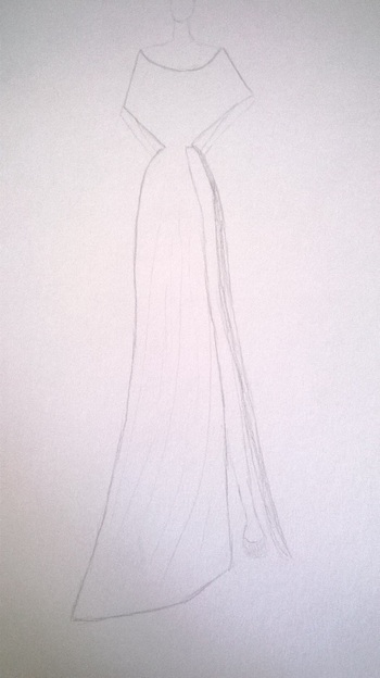 N°65 : nouveau dessin d'une longue robe bleu 