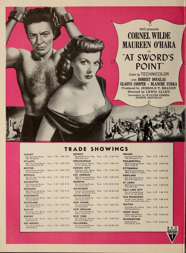 LES FILS DES MOUSQUETAIRES BOX OFFICE USA 1952