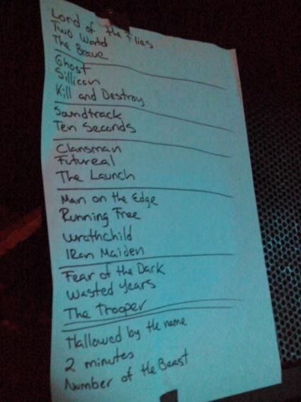 A glimpse at Blaze Bayley's regular set list