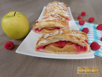 Tresse feuilletée pomme framboise