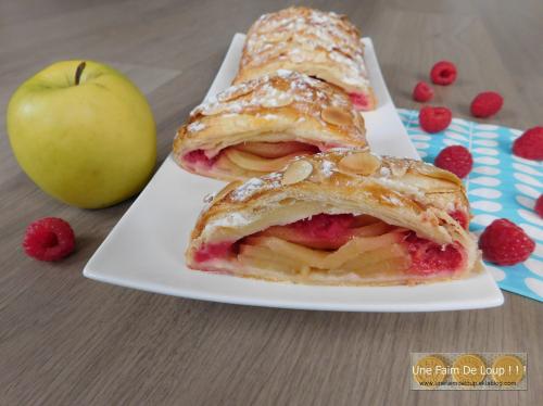 Tresse feuilletée pomme framboise