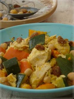 TAJINE DE POULET AU POTIMARRON,COURGETTE