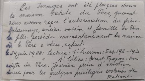 Maison natale du Père en 1988 - lecture (Archives du Temple de Retinne)