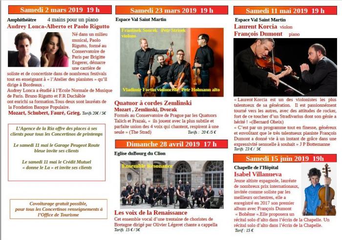CONCERTINOS de PORNIC - Printemps 2019 - ABONNEMENT 83€