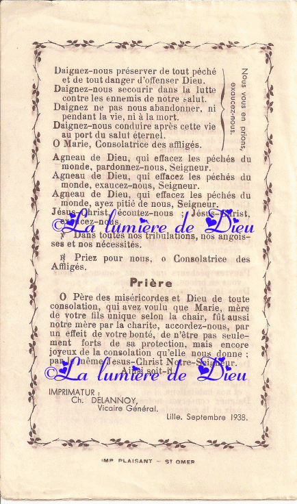 Prière à Notre-Dame, Consolatrice des affligés