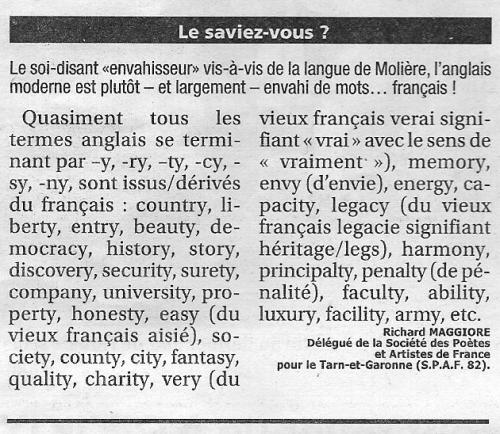 L'ANGLAIS, CE FRANÇAIS...