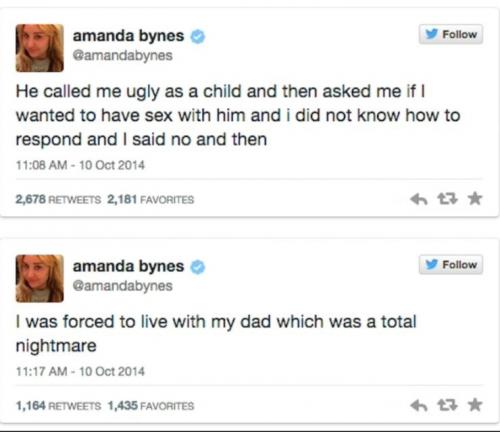 ➤ Amanda Bynes dénonce les viols de son père et le contrôle mental sur tweeter 
