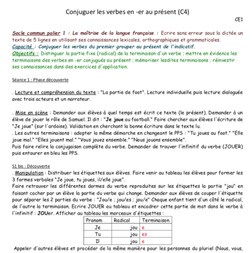 Conjugaison 4 Le Present Des Verbes En Er Ce1 Locazil