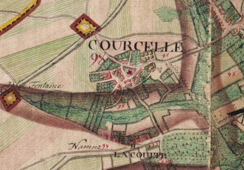 Courcelles (Carte Ferraris, 1777)(kbr.be)