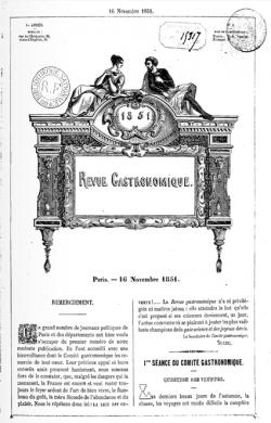 Revue gastronomique, 1851. Questions de truffe. illustration de la page de Pascal Ory, sur l'identité passe à table