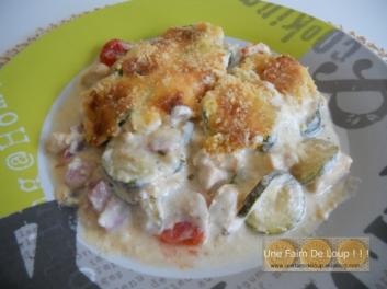 Gratin de courgette au poulet et jambon à la sauce Vache qui rit !